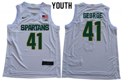Youth Michigan State Spartans NCAA #41 Conner George White Authentic Nike 2020 Stitched College Basketball Jersey VL32I47QJ